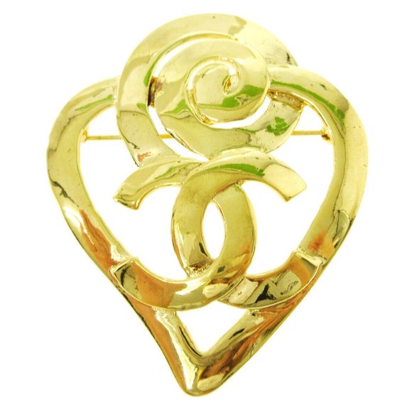 CHANEL COCO Mark Heart Denim Motif Swing Pierce Accessories I24P Blue gold
